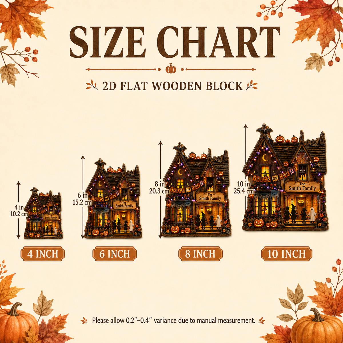 Personalized Trick or Treat Wooden Block, Halloween Family House Decor, Custom Spooky Sign