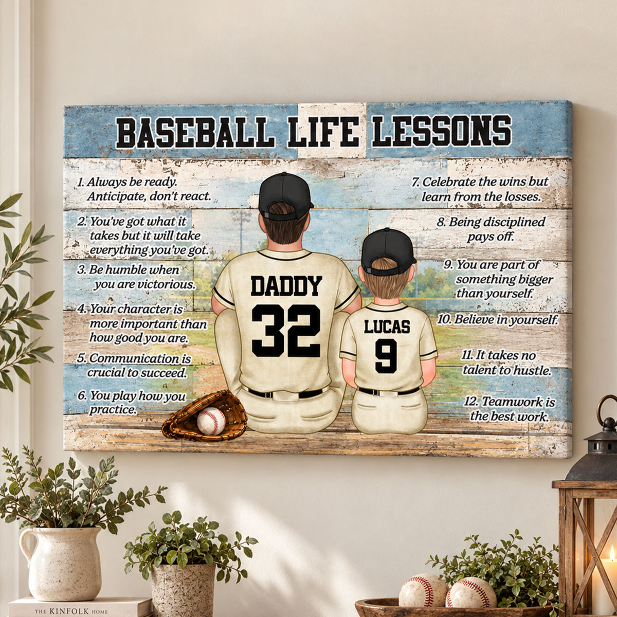 Personalized Baseball Life Lessons Canvas - Custom Gift For Baseball Lover - Gift for Him - Sport Lovers Gift