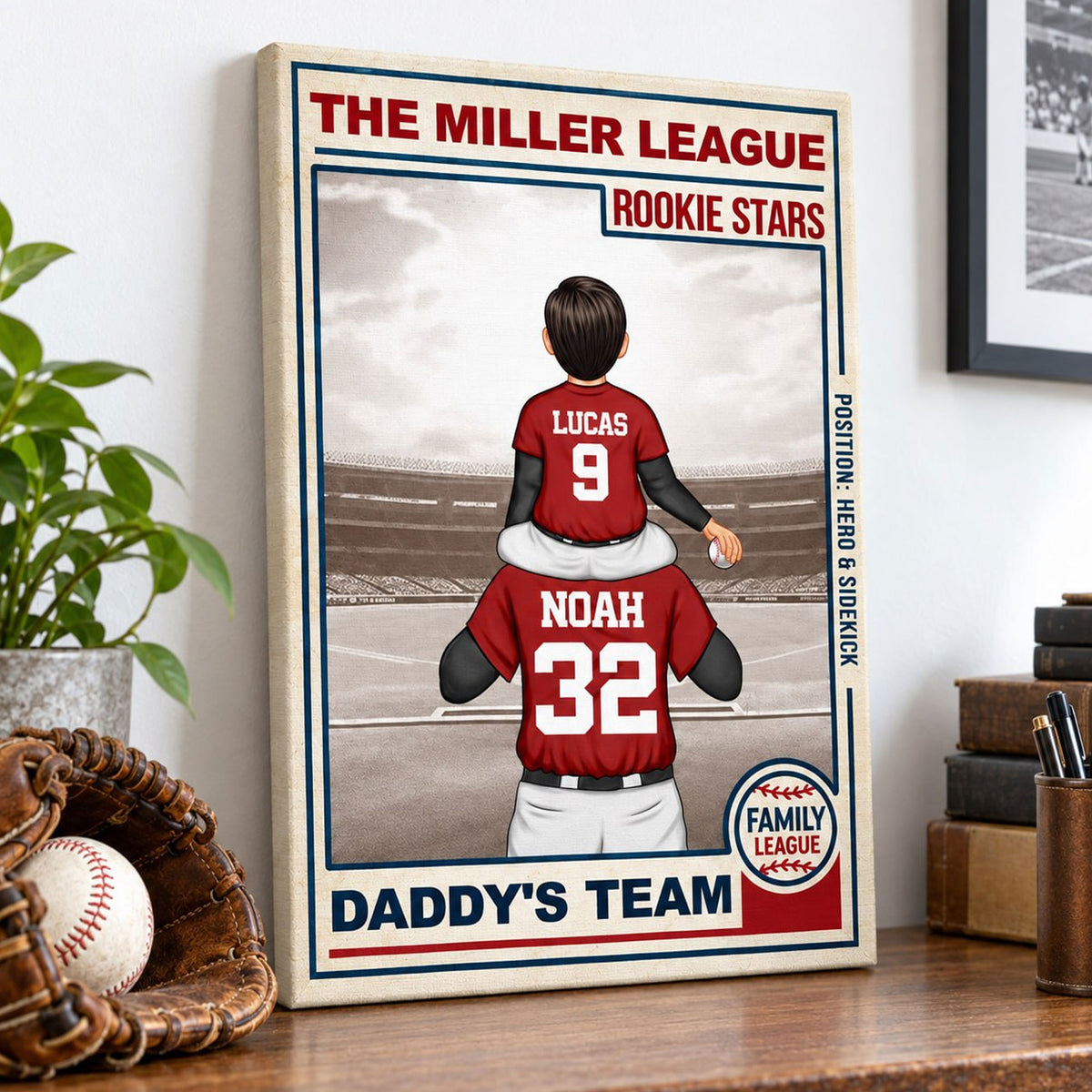 Family Daddy's Team - Personalized Baseball Canvas - Custom Gift For Baseball Lover - Gift for Him - Sport Lovers Gift