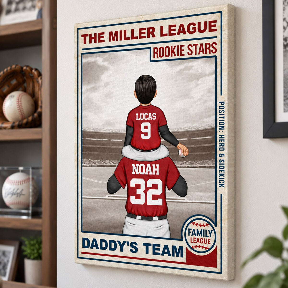Family Daddy's Team - Personalized Baseball Canvas - Custom Gift For Baseball Lover - Gift for Him - Sport Lovers Gift