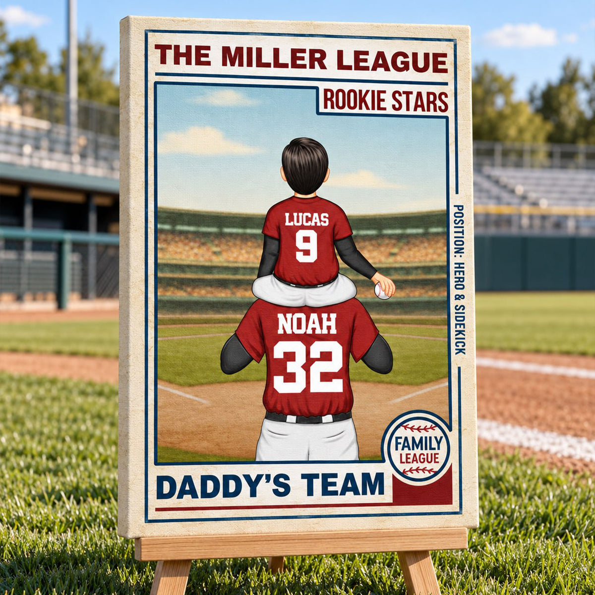Family Daddy's Team - Personalized Baseball Canvas - Custom Gift For Baseball Lover - Gift for Him - Sport Lovers Gift