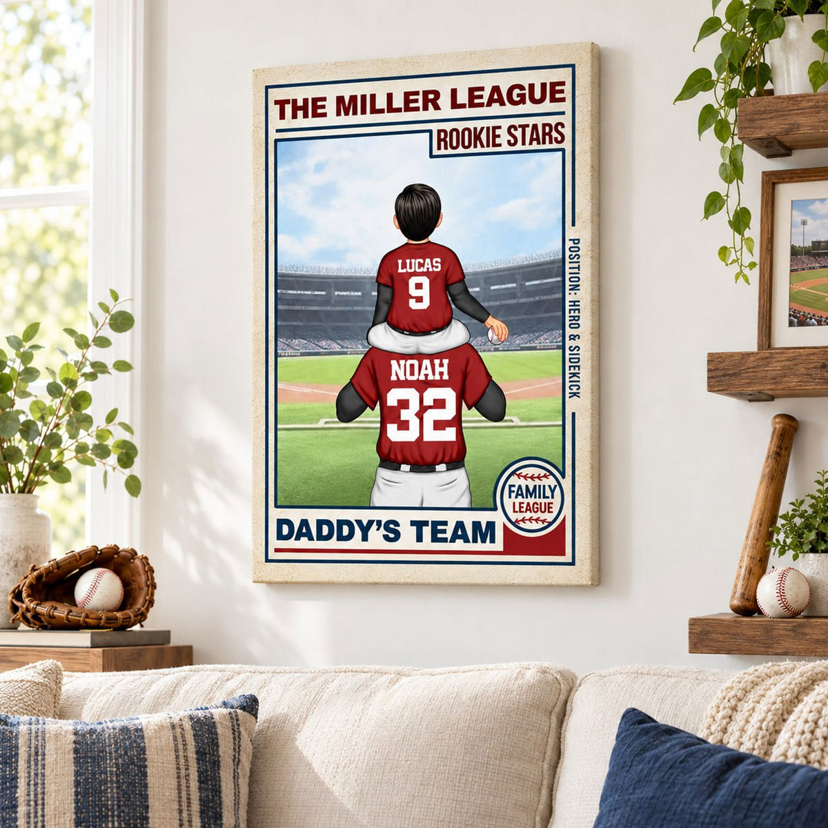 Family Daddy's Team - Personalized Baseball Canvas - Custom Gift For Baseball Lover - Gift for Him - Sport Lovers Gift