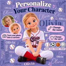 Personalized Sports Canvas - Custom Photo Cartoon Character, Name & Sport Canvas - Gift for Kids, Athletes & Sports Lovers