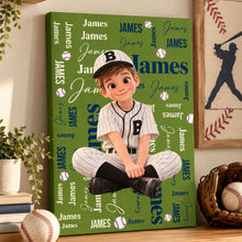 Personalized Sports Canvas - Custom Photo Cartoon Character, Name & Sport Canvas - Gift for Kids, Athletes & Sports Lovers