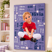 Personalized Sports Canvas - Custom Photo Cartoon Character, Name & Sport Canvas - Gift for Kids, Athletes & Sports Lovers
