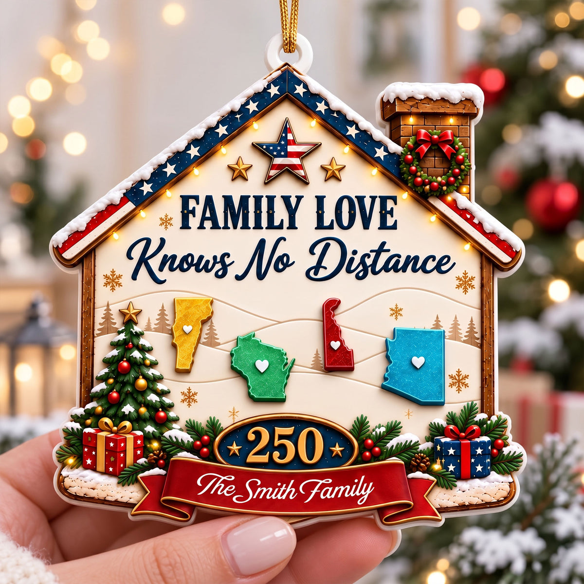 American We Stand - Personalized  3D Acrylic Ornament - Real 3D Ornament