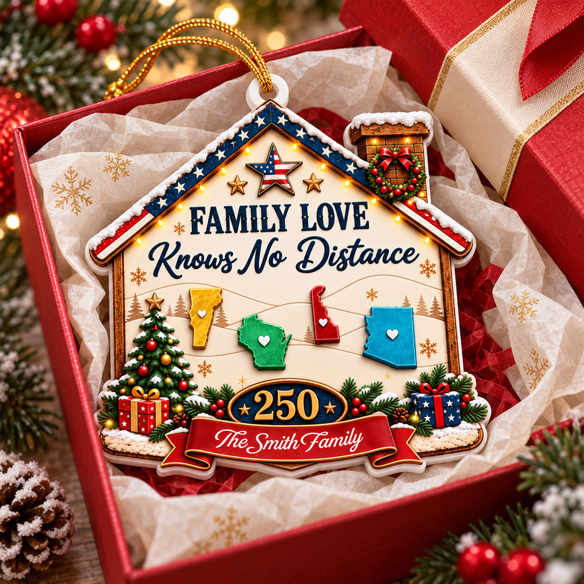 American We Stand - Personalized  3D Acrylic Ornament - Real 3D Ornament