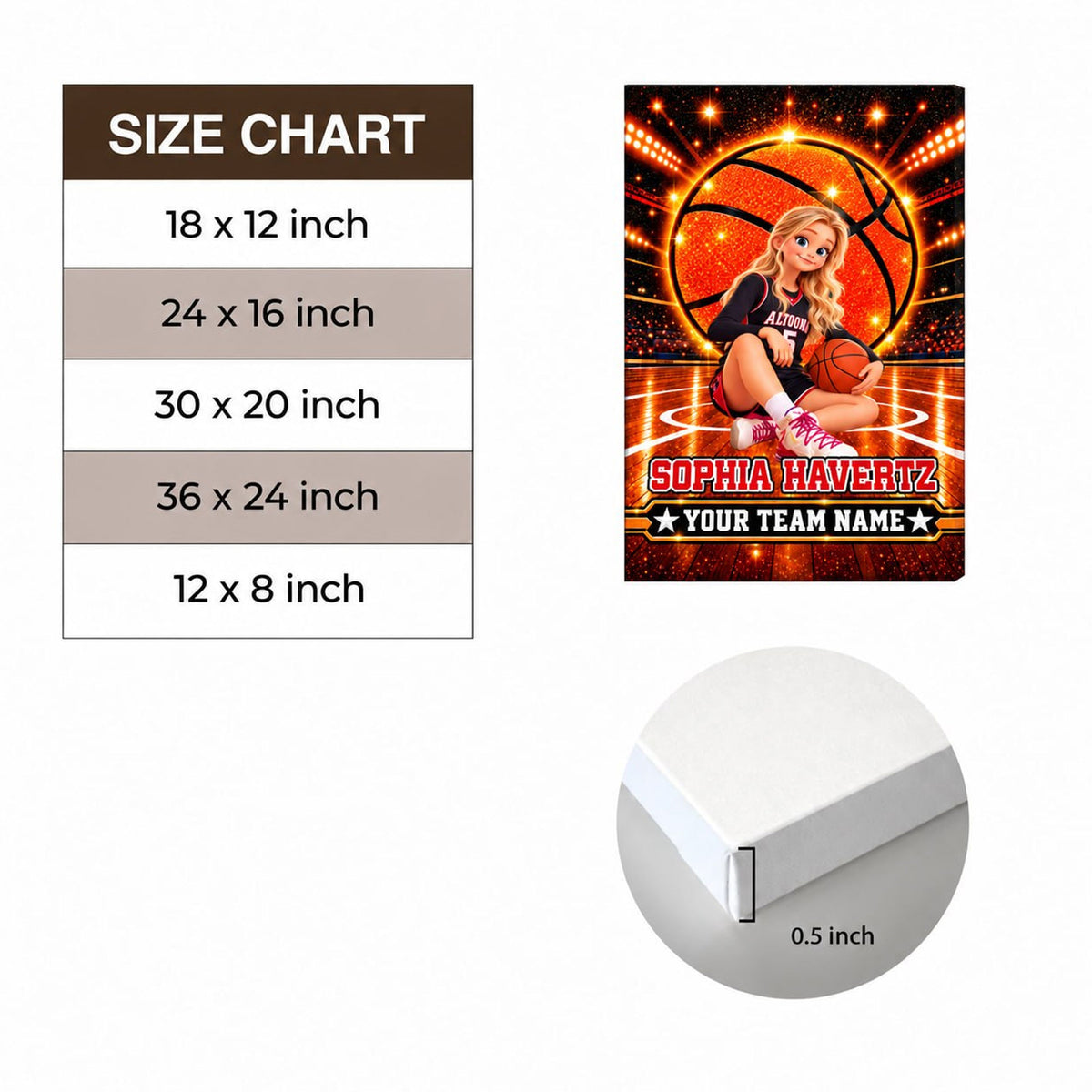 Basketball Player Custom Name And Team Name -  Personalized Basketball Canvas - Custom Gift For Baseball Lover - Gift for Him - Gift for Her  - Sport Lovers Gift