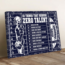 10 Things That Require Zero Talent -  Personalized Canvas - Custom Gift For American Football Lover - Gift for Him - Sport Lovers Gift