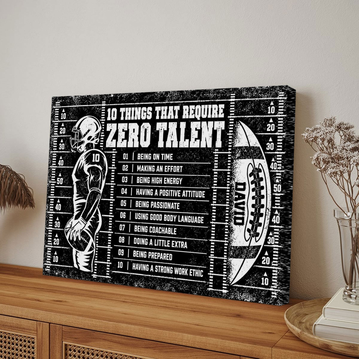 10 Things That Require Zero Talent -  Personalized Canvas - Custom Gift For American Football Lover - Gift for Him - Sport Lovers Gift