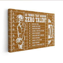 10 Things That Require Zero Talent -  Personalized Canvas - Custom Gift For American Football Lover - Gift for Him - Sport Lovers Gift