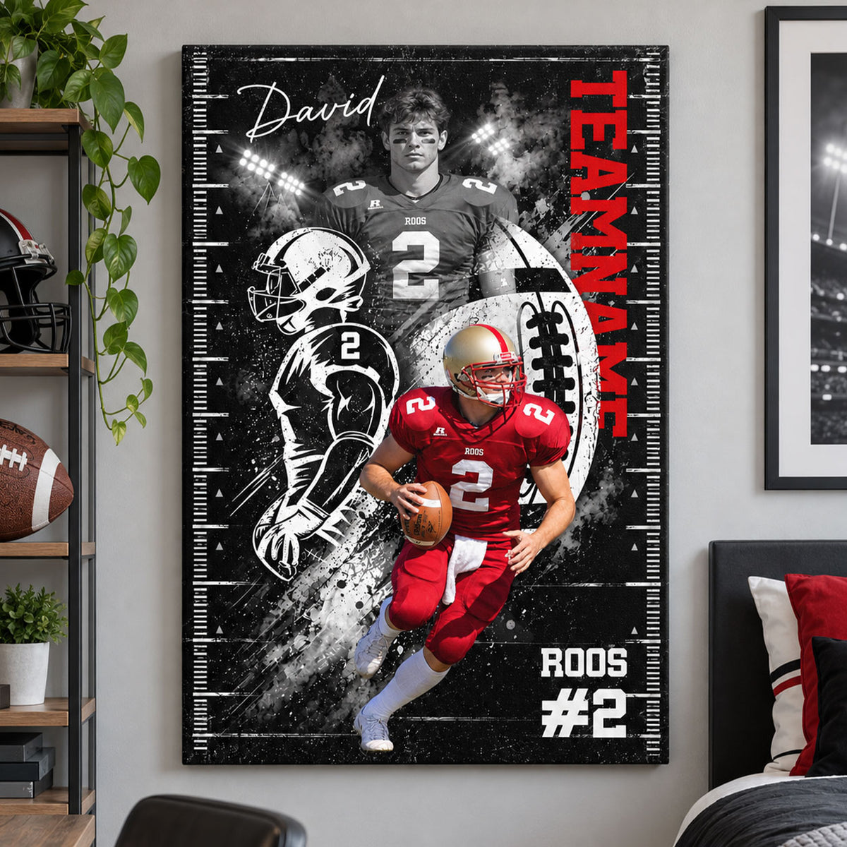 Custom Player Sport - Personalized Canvas - Football Wall Art, Gift for Him - Sport Lovers Gift