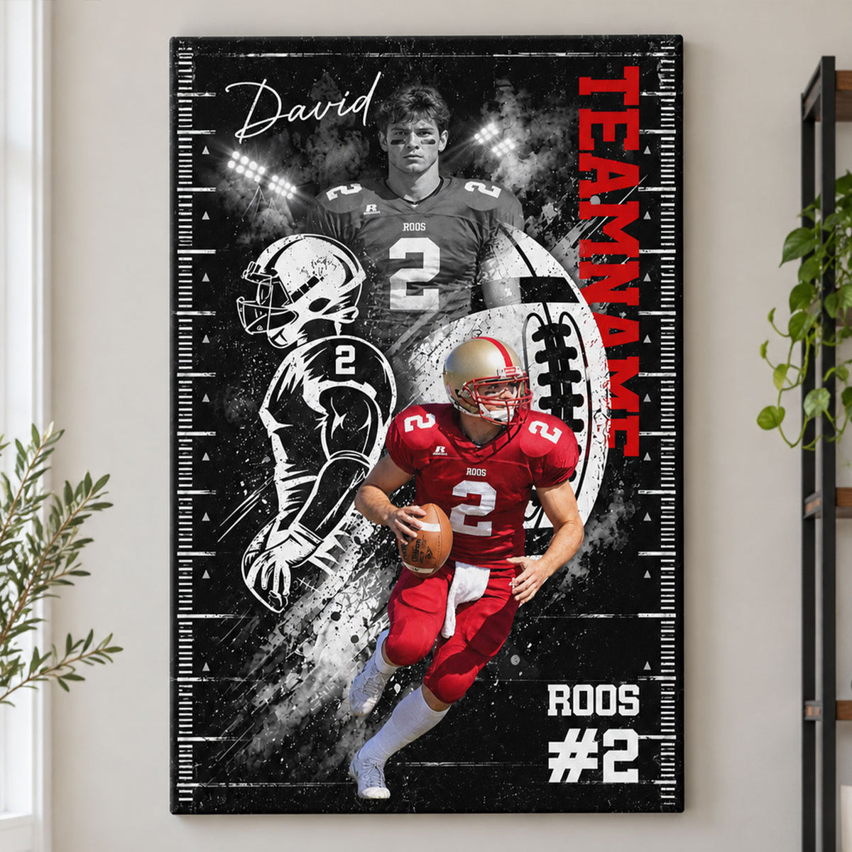 Custom Player Sport - Personalized Canvas - Football Wall Art, Gift for Him - Sport Lovers Gift