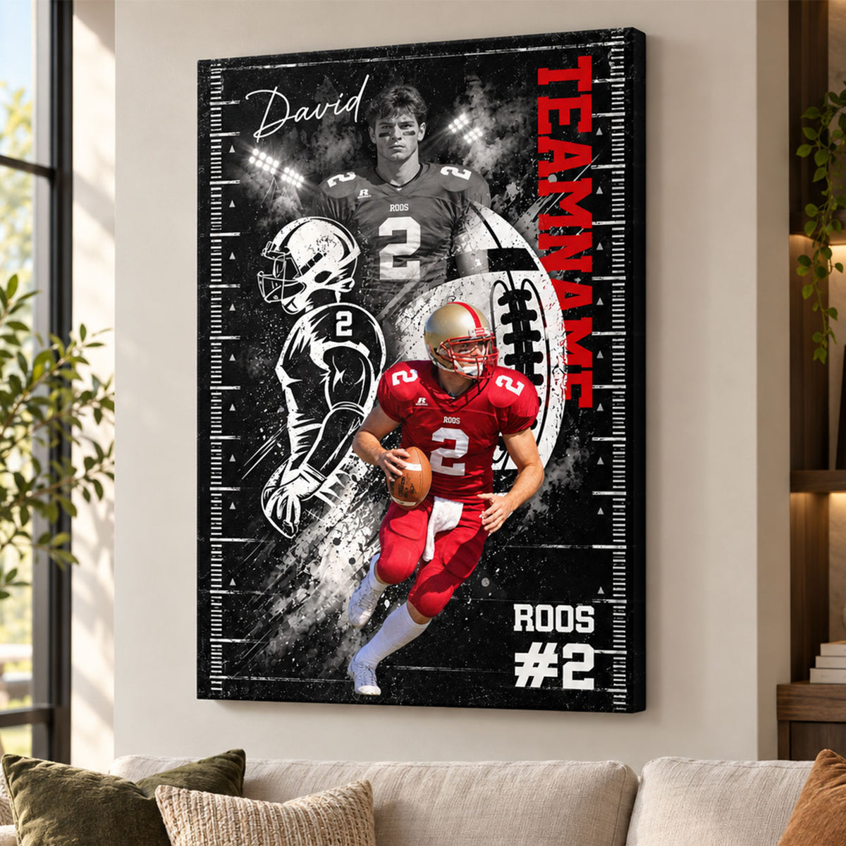 Custom Player Sport - Personalized Canvas - Football Wall Art, Gift for Him - Sport Lovers Gift