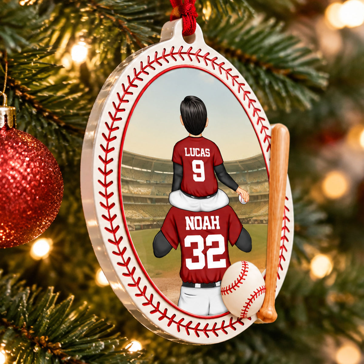 Custom Baseball Lovers - Personalized  3D Acrylic Ornament - Real 3D Ornament