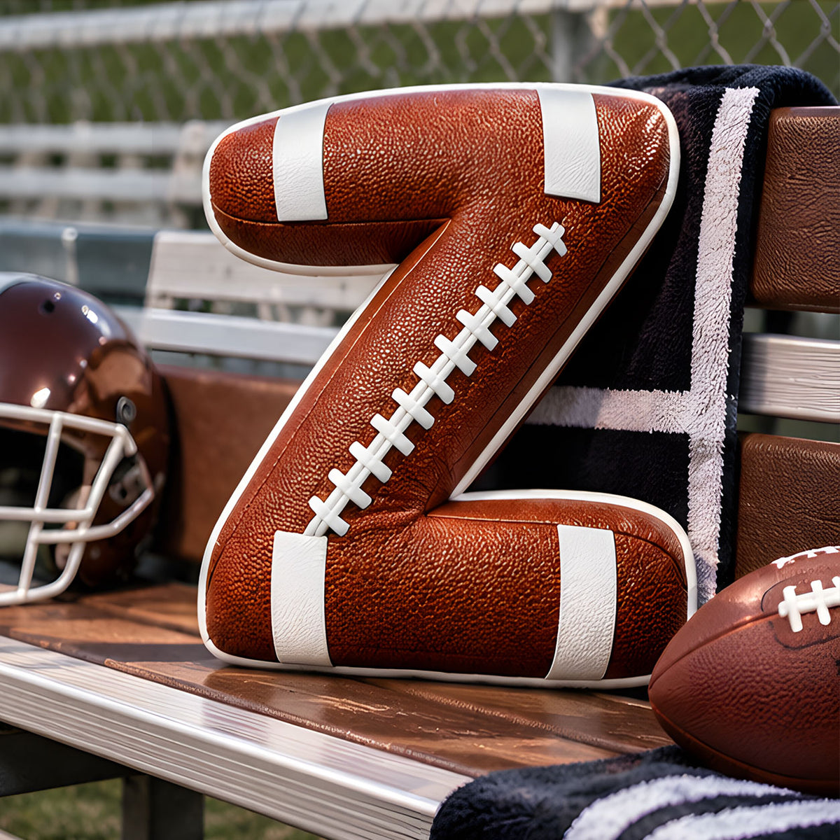 Custom Football Letter Shaped Pillow  - Personalized Christmas Birthday Gifts For Sports Fans, Athletes - Personalized Kids Gifts - Christmas Gift For Sport Lovers