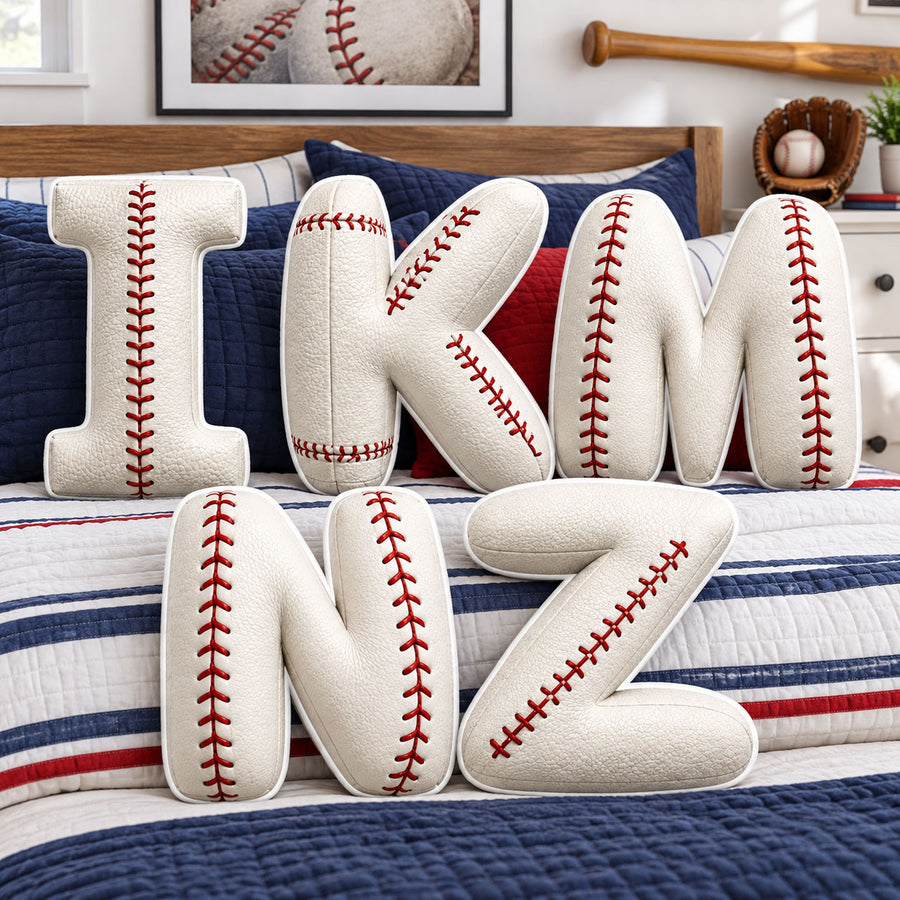 Custom Baseball Letter Shaped Pillow  - Personalized Christmas Birthday Gifts For Sports Fans, Athletes - Personalized Kids Gifts - Christmas Gift For Sport Lovers