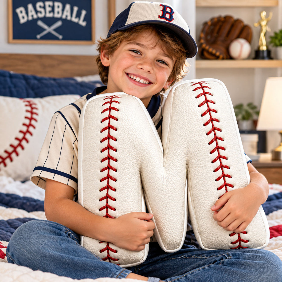 Custom Baseball Letter Shaped Pillow  - Personalized Christmas Birthday Gifts For Sports Fans, Athletes - Personalized Kids Gifts - Christmas Gift For Sport Lovers