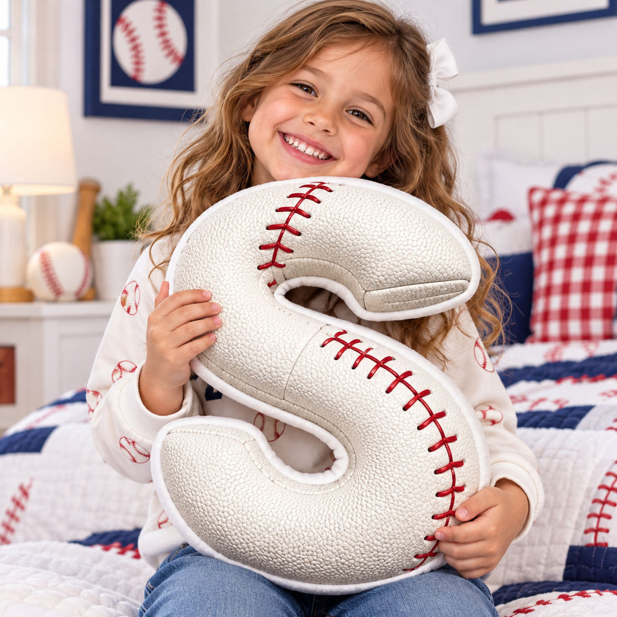 Custom Baseball Letter Shaped Pillow  - Personalized Christmas Birthday Gifts For Sports Fans, Athletes - Personalized Kids Gifts - Christmas Gift For Sport Lovers