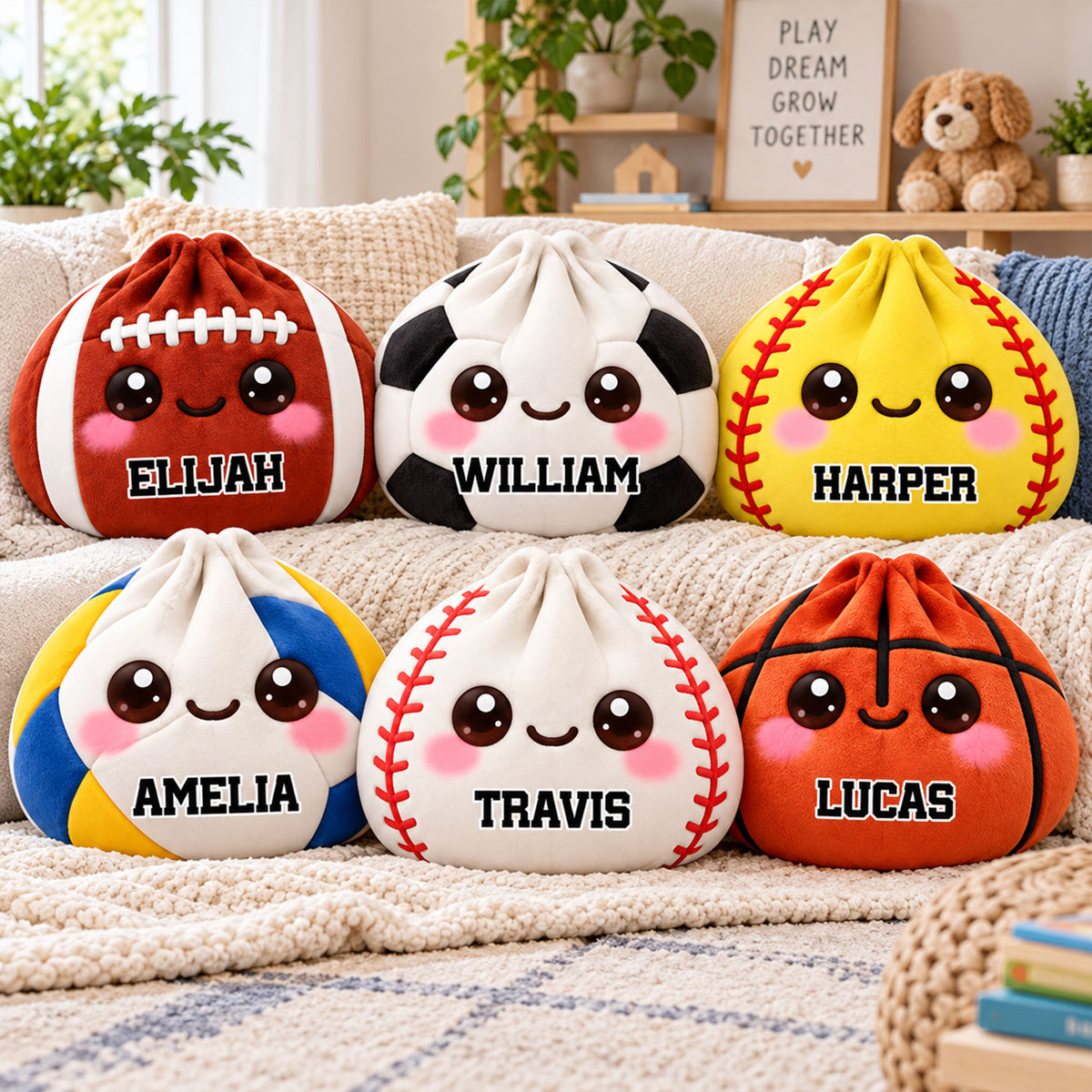 Sports Ball Custom Shaped Pillow  - Personalized Christmas Birthday Gifts For Sports Fans, Athletes - Personalized Kids Gifts - Christmas Gift For Sport Lovers