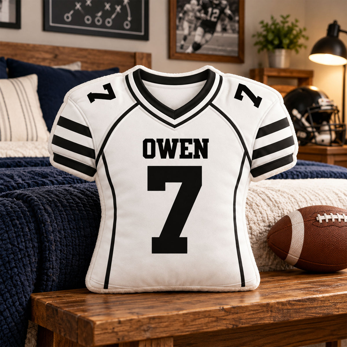 Custom Football Sports Shaped Pillow  - Personalized Christmas Birthday Gifts For Sports Fans, Athletes - Personalized Kids Gifts - Christmas Gift For Sport Lovers