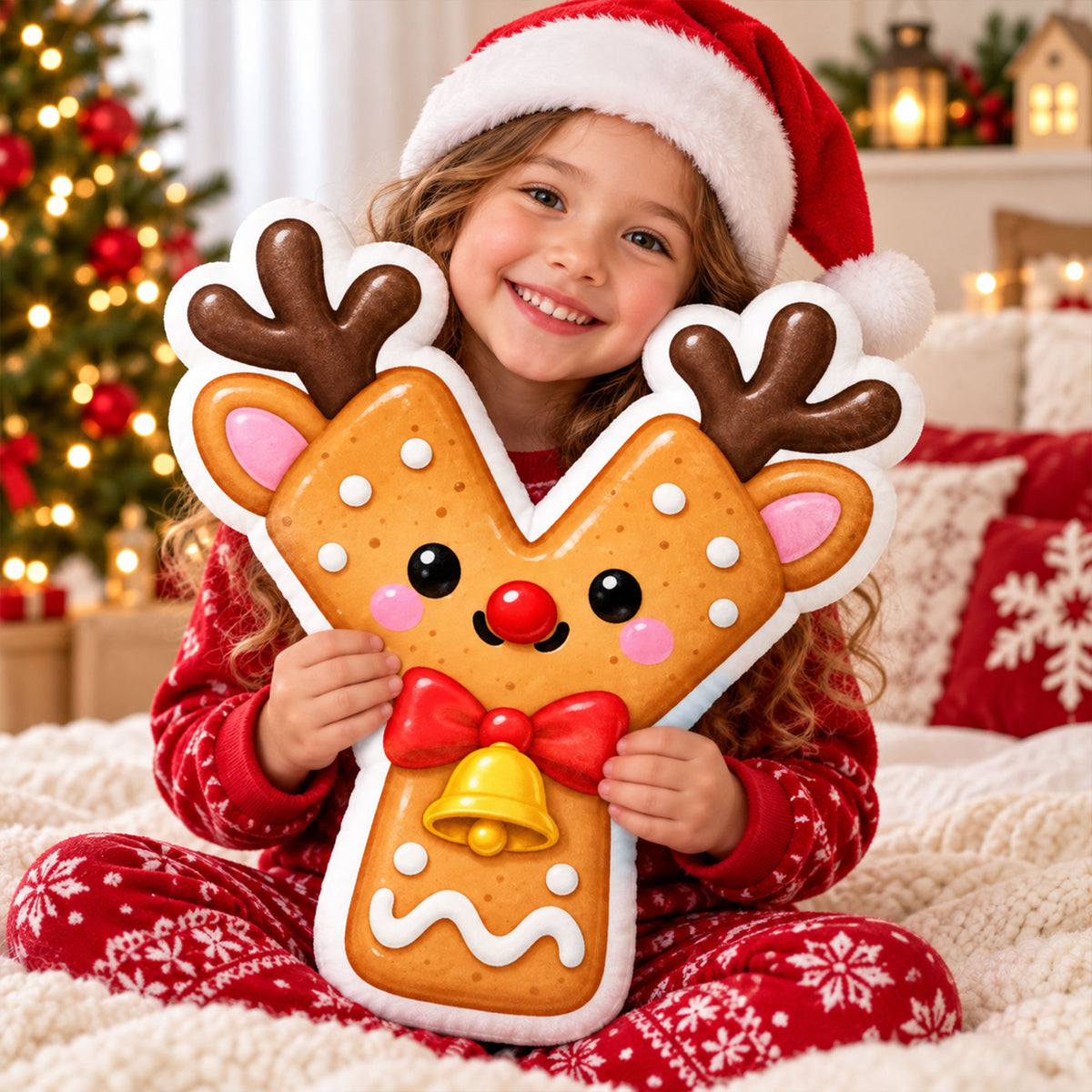 Personalized Kids Christmas Name - Custom Letter Shape Pillow  - Personalized Kids Gifts