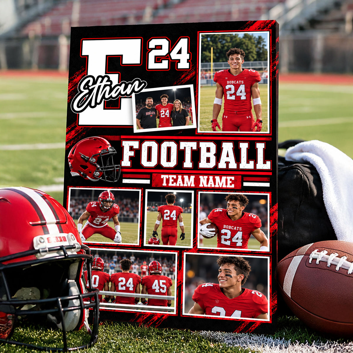 Football Player Custom Team Name -  Personalized Football Canvas - Custom Gift For FootballLover - Gift for Him - Gift for Her  - Sport Lovers Gift
