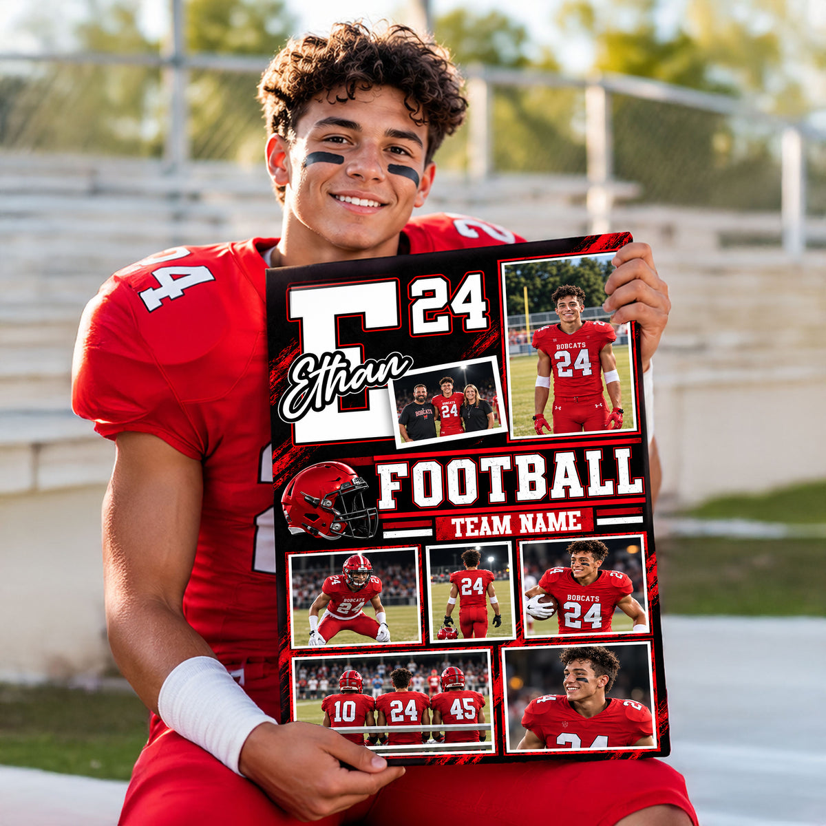 Football Player Custom Team Name -  Personalized Football Canvas - Custom Gift For FootballLover - Gift for Him - Gift for Her  - Sport Lovers Gift