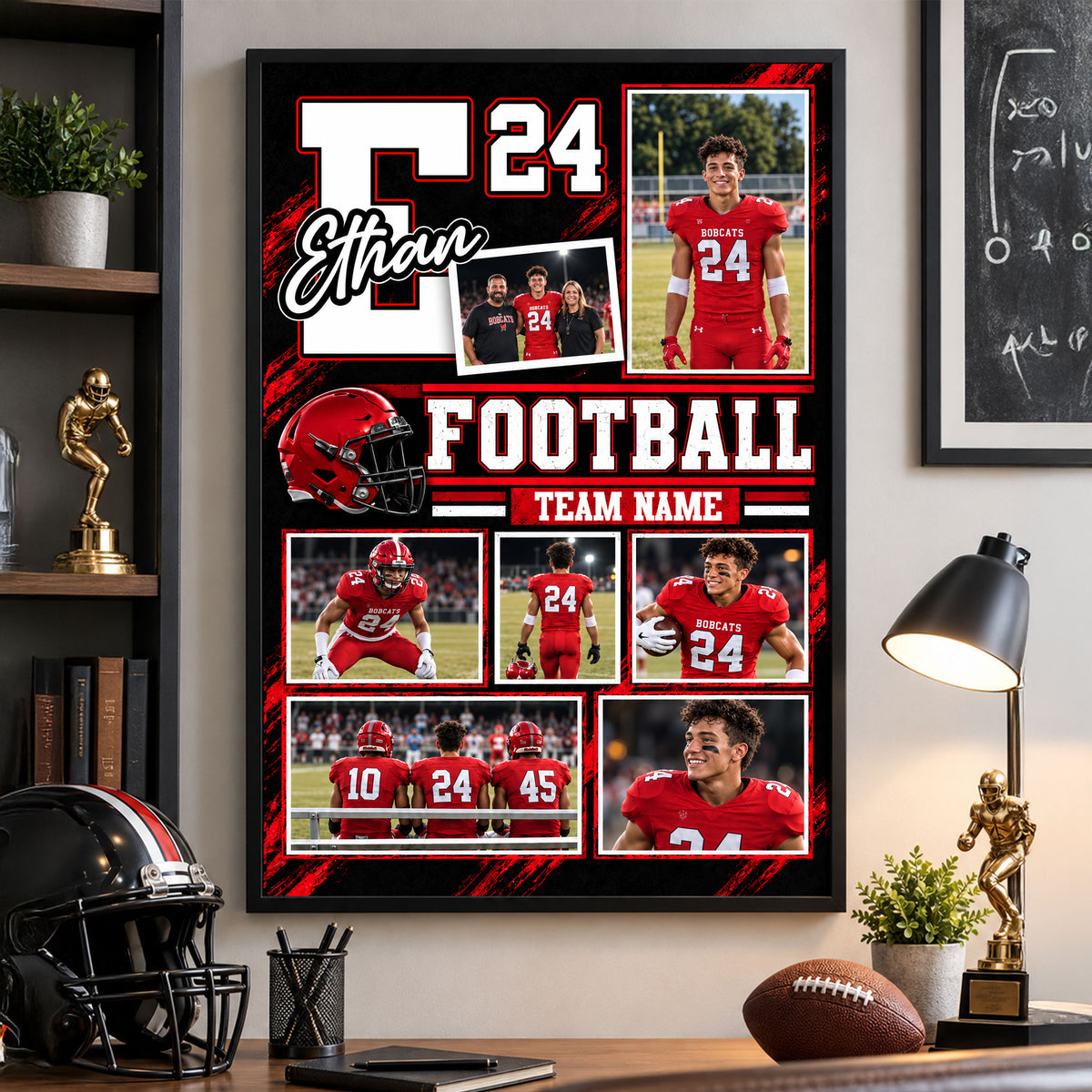 Football Player Custom Team Name -  Personalized Football Canvas - Custom Gift For FootballLover - Gift for Him - Gift for Her  - Sport Lovers Gift