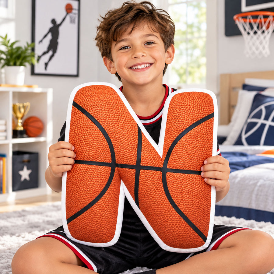 Personalized Xmas Letter Basketball Christmas Name - Custom Shape Pillow  - Personalized Kids Gifts - Sport Lovers Gift