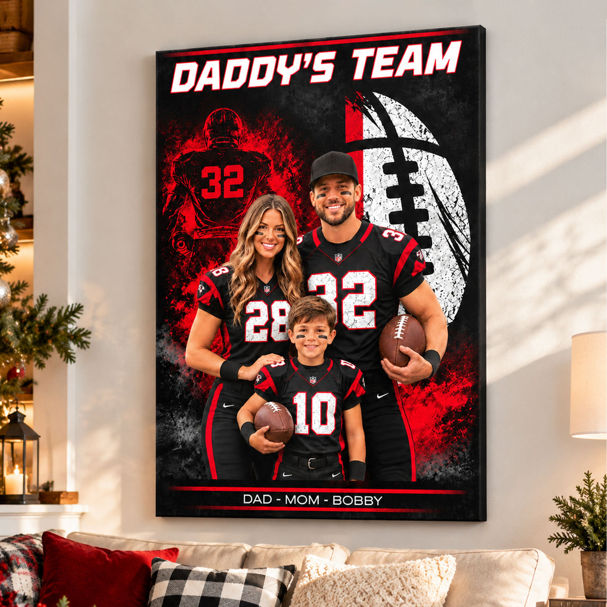 Custom Our Family Player Sport - Personalized Canvas For Dad - Football Wall Art, Gift for Him, Boys Girls Room Decor
