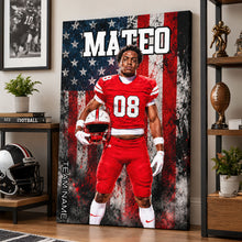 Custom USA Football Player Sport - Personalized Canvas - Football Wall Art, Gift for Him, Boys Girls Room Decor