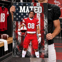 Custom USA Football Player Sport - Personalized Canvas - Football Wall Art, Gift for Him, Boys Girls Room Decor
