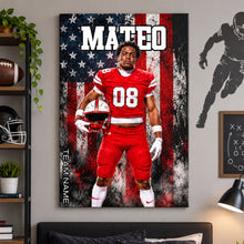 Custom USA Football Player Sport - Personalized Canvas - Football Wall Art, Gift for Him, Boys Girls Room Decor
