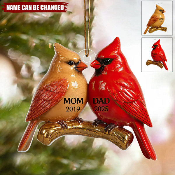 Personalized Cardinal Memorial 2D Acrylic Ornament – Custom Christmas Gift in Loving Memory