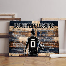 Soccer Life Lessons - Personalized Soccer Player Name & Number Canvas, Inspirational Soccer Quotes Wall Art - Gift for Soccer Players, Boys & Teams