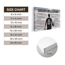 Soccer Life Lessons - Personalized Soccer Player Name & Number Canvas, Inspirational Soccer Quotes Wall Art - Gift for Soccer Players, Boys & Teams