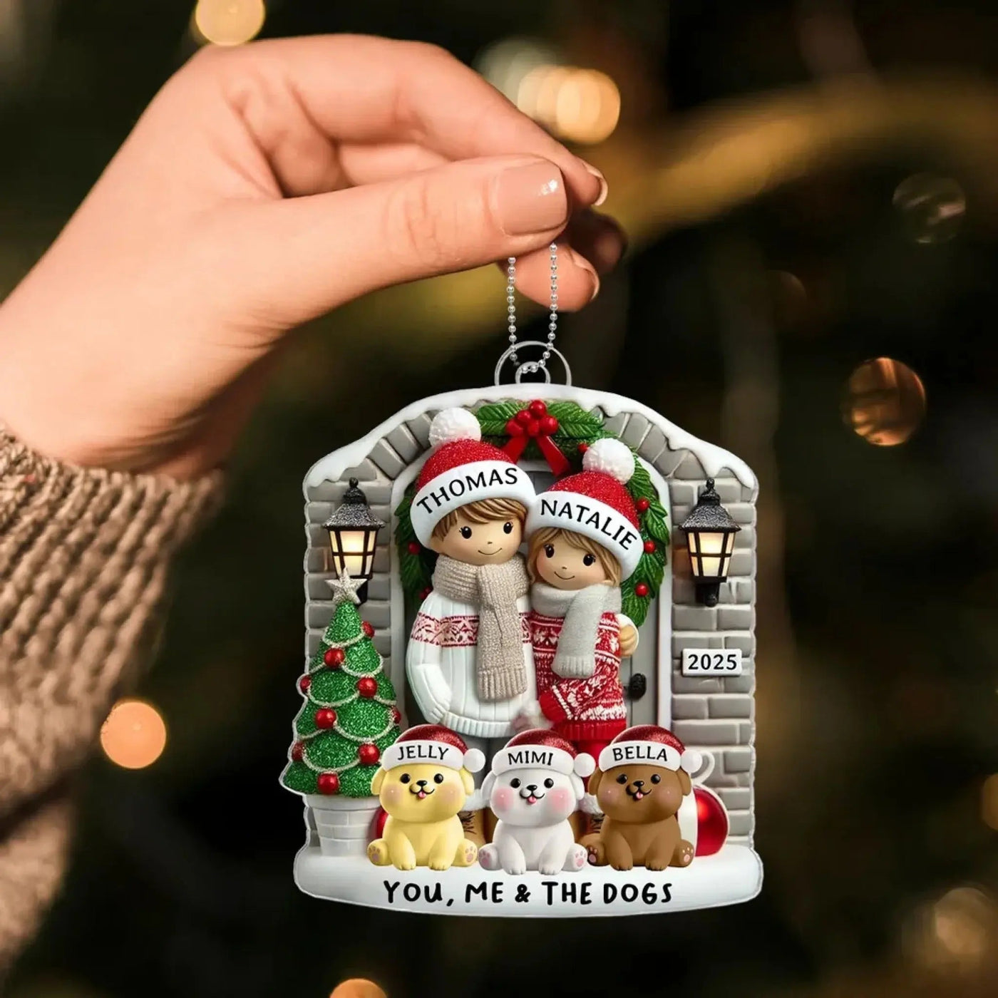 Personalized Farmhouse Couple with Pet 2D Acrylic Ornament – Custom Christmas Gift for Couples