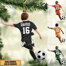 Personalized Soccer Player 2D Acrylic Ornament – Custom Name & Number Christmas Gift