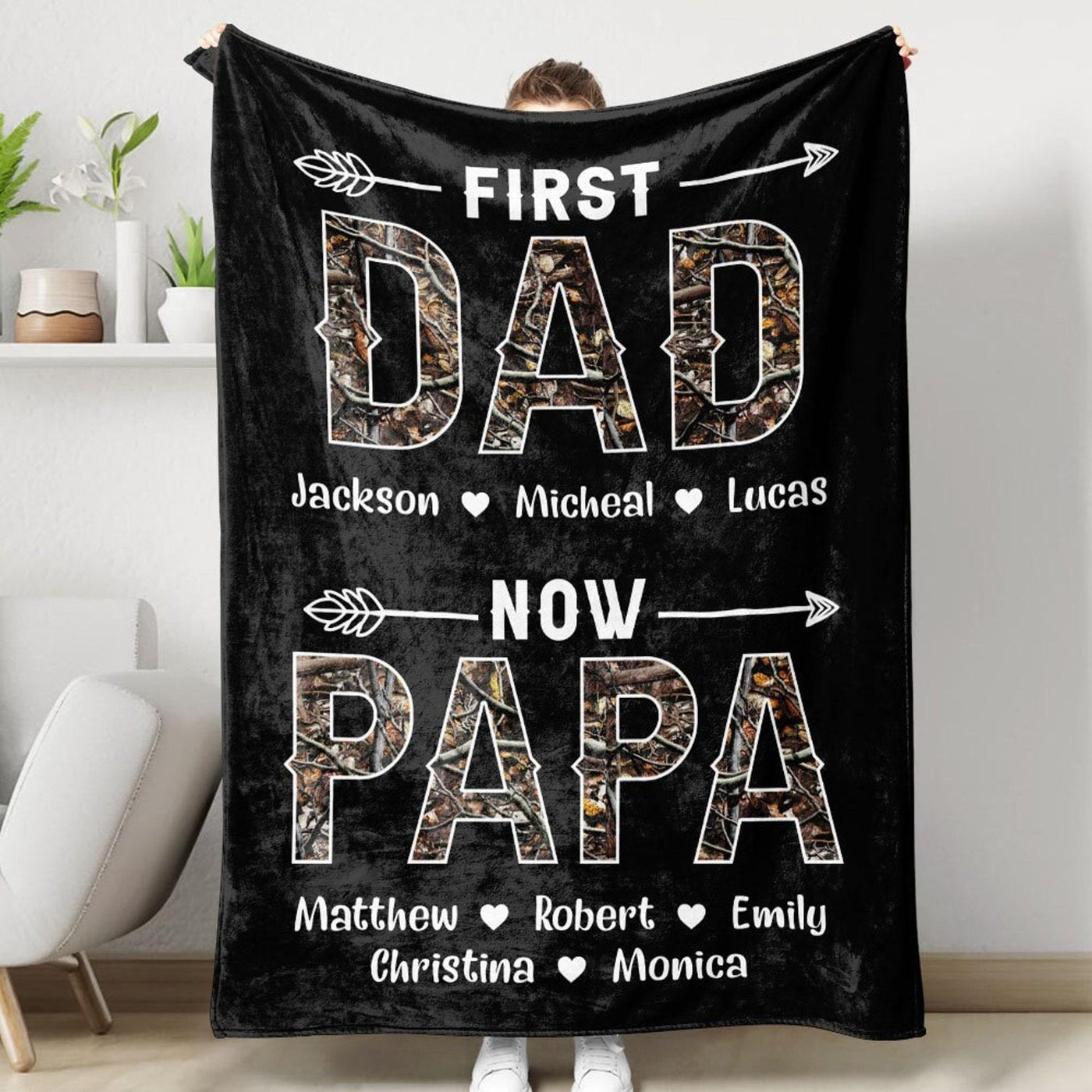 Personalized Grandpa Blanket, First Dad Now Grandpa, Sherpa Fleece Blankets, Father's Day Gift for Dad, Grandpa, Papa