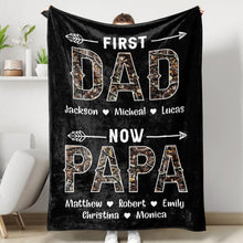 Personalized Grandpa Blanket, First Dad Now Grandpa, Sherpa Fleece Blankets, Father's Day Gift for Dad, Grandpa, Papa