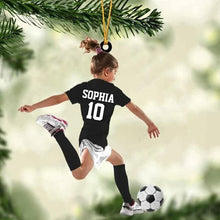 Personalized Soccer Girl 2D Acrylic Ornament – Custom Name & Number Christmas Gift
