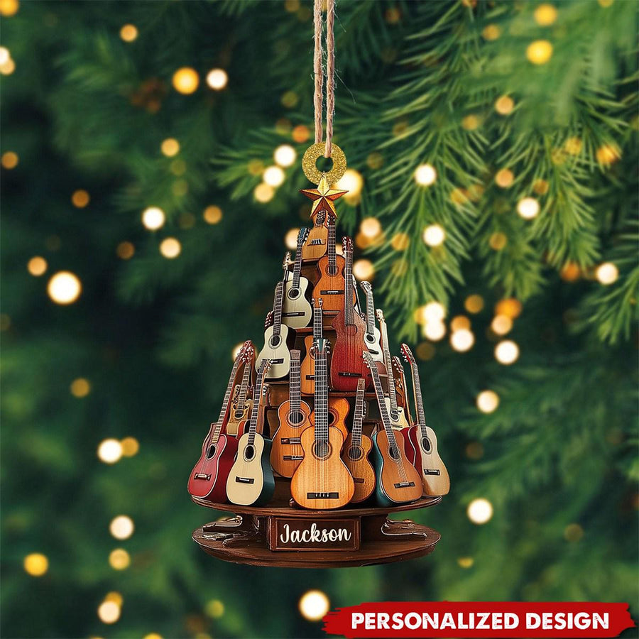Personalized Guitar Christmas 2D Ornament: Acrylic Music Lover Gift