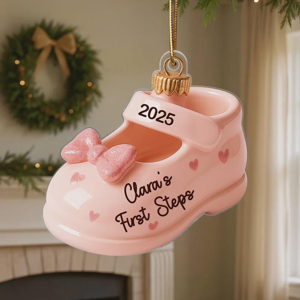 Baby's First Steps Ornament: 2D Acrylic Christmas Keepsake