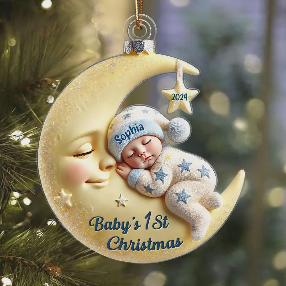 Personalized Baby's First Christmas 2D Acrylic Ornament – Custom Name & Year Baby Christmas Gift