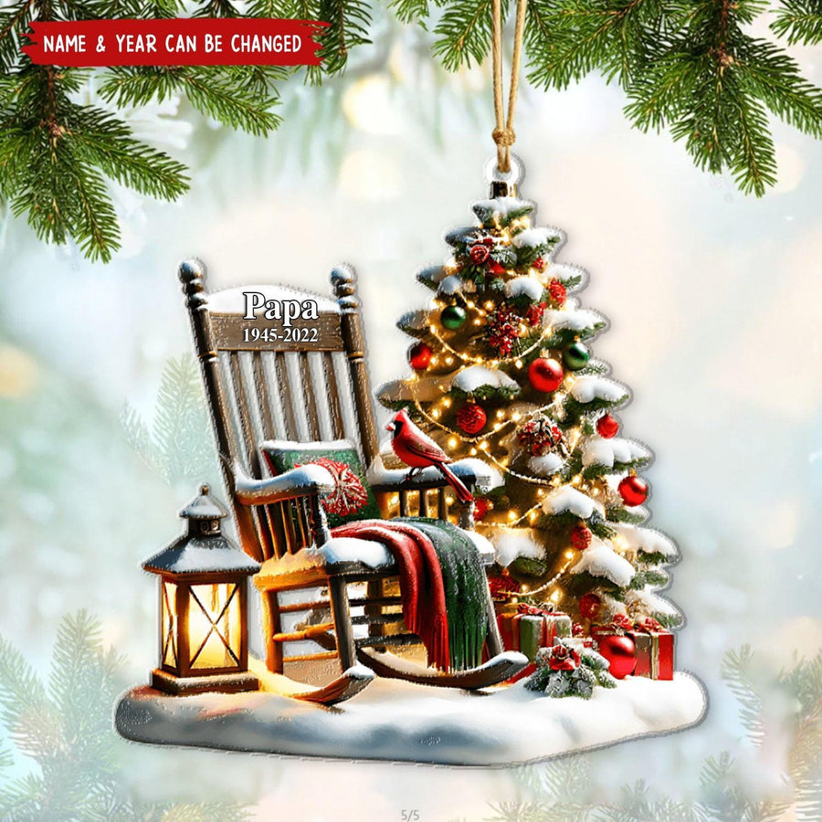 Personalized Christmas Memorial 2D Flat Ornament: In Loving Memory, Loss of Dad