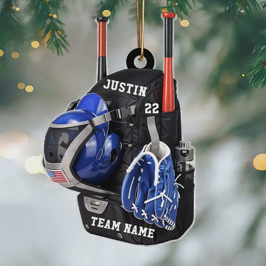 Personalized Baseball & Softball Bag 2D Acrylic Ornament – Custom Name & Number Christmas Gift