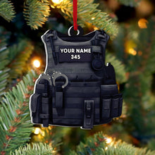 Personalized Police Tactical Vest 2D Acrylic Ornament – Custom Name & Badge Number Christmas Gift