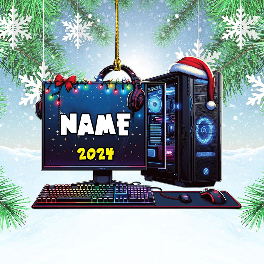 Personalized Gamer Christmas 2D Ornament: Acrylic PC Computer Gift