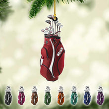 Personalized Golf Bag Christmas 2D Ornament: Acrylic Golfer Gift